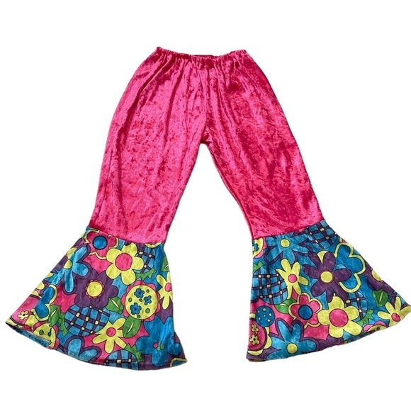 Kids Girls 1960’s Hippie Costume Flower Power Pink - Picture 5 of 6